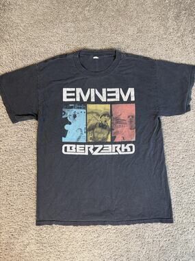 Eminem Berzerk Shirt Mens M Black Berzerk Graphic Crew Neck Cotton Classic Fit
